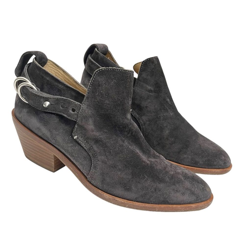 Rag and Bone Sullivan Booties‎ Womens 7 EU 37 Gray Suede Ankle Stacked Heel